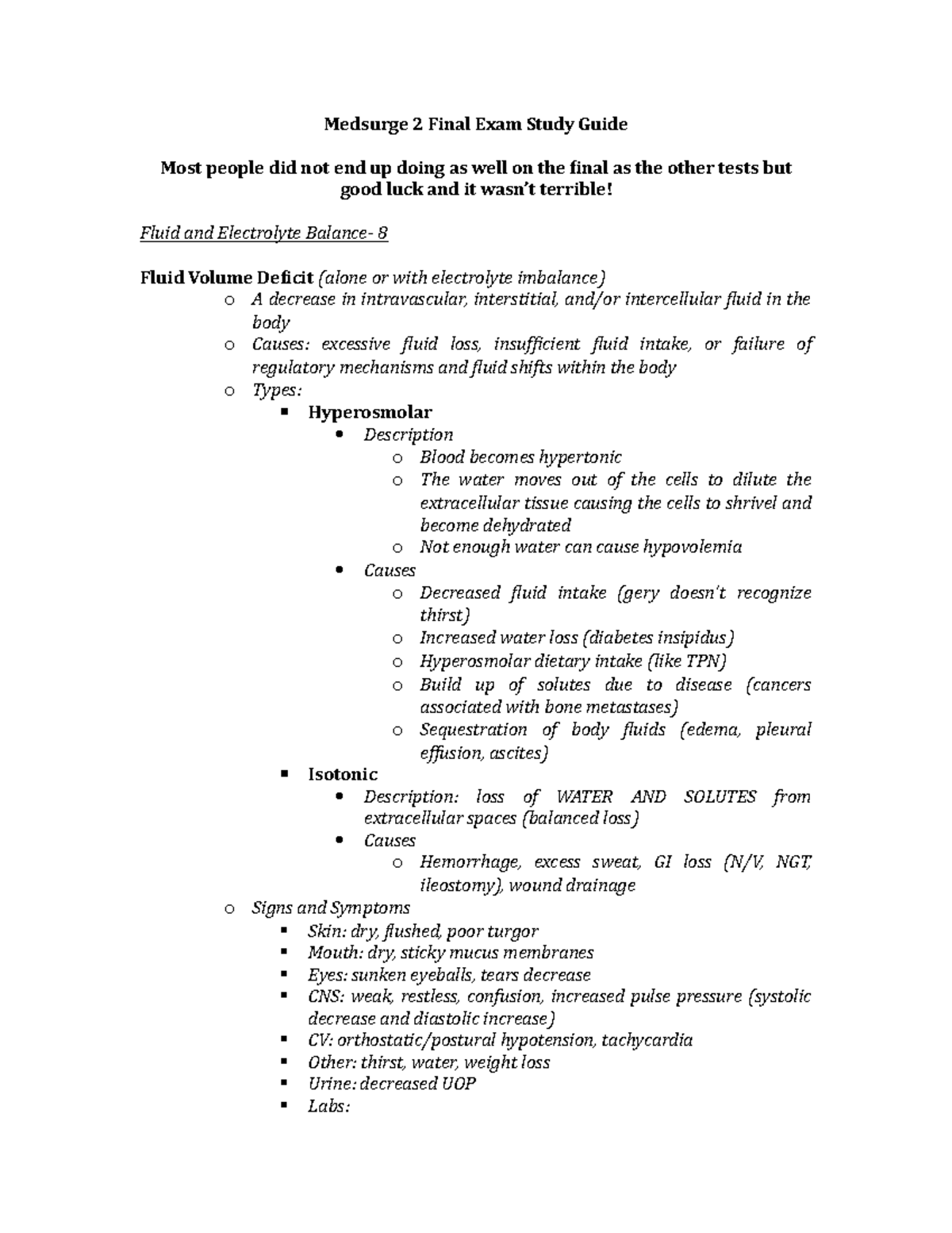 Medsurge 2 Final Exam Study Guide: Key Concepts and Care Strategies ...