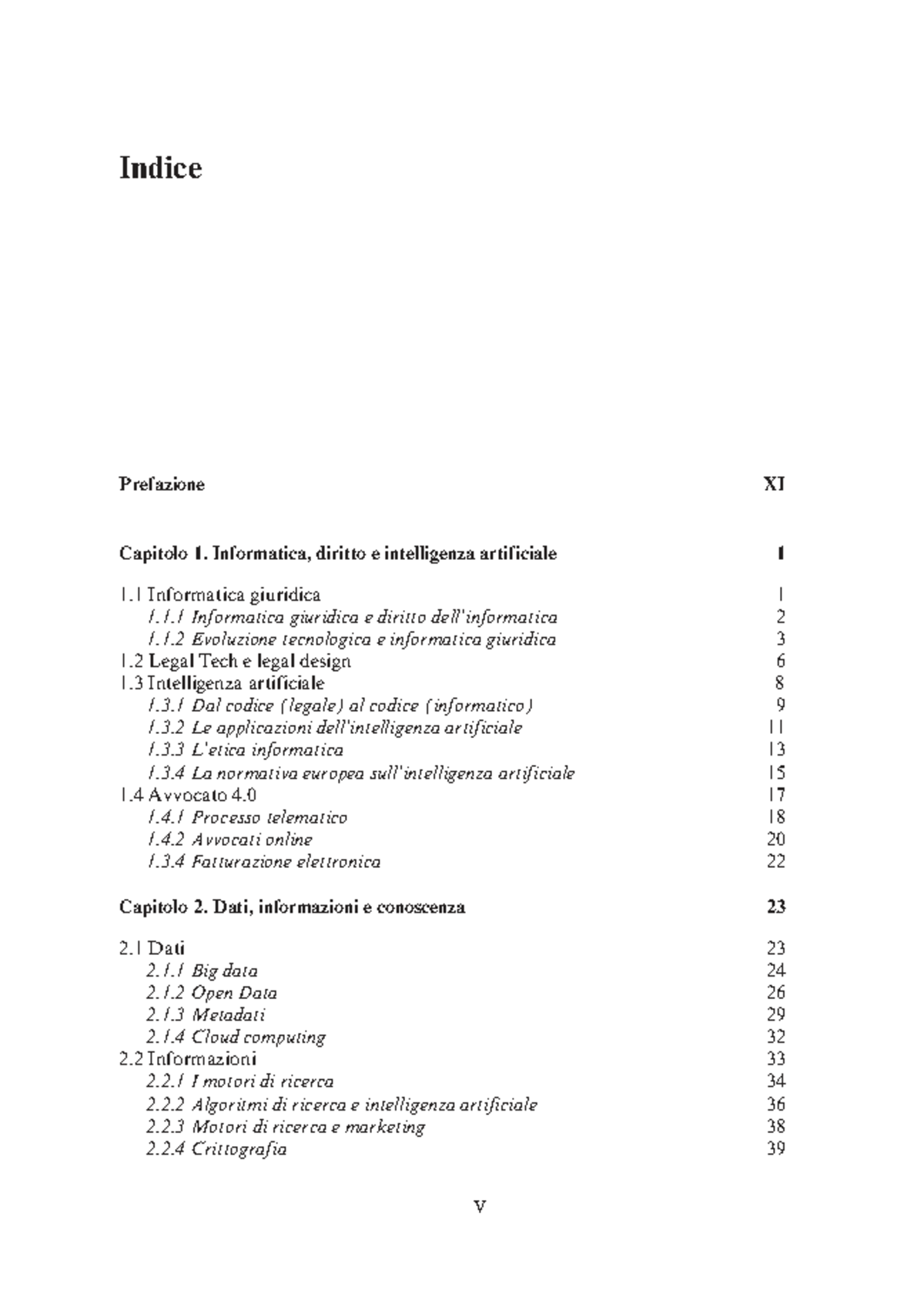 Indice del Manuale di Informatica, Diritto e Intelligenza Artificiale ...