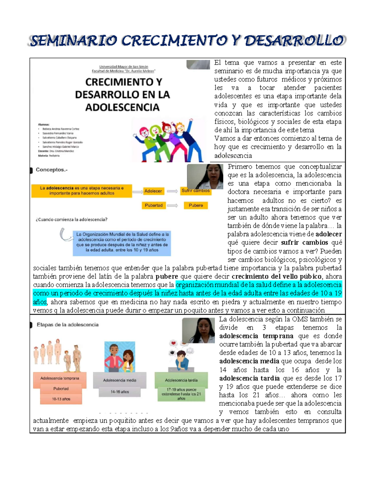 3. Seminario sobre Crecimiento y Desarrollo en la Adolescencia - Studocu