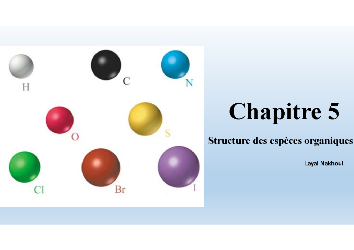 Ch5: Structure des Espèces Organiques en Chimie - Studocu