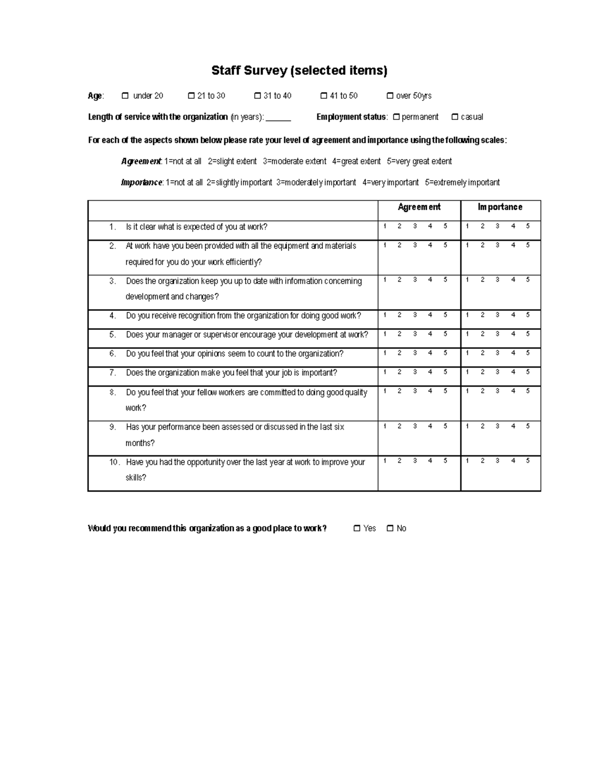 Staff Survey Codebook: Employee Feedback and Assessment Items - Studocu