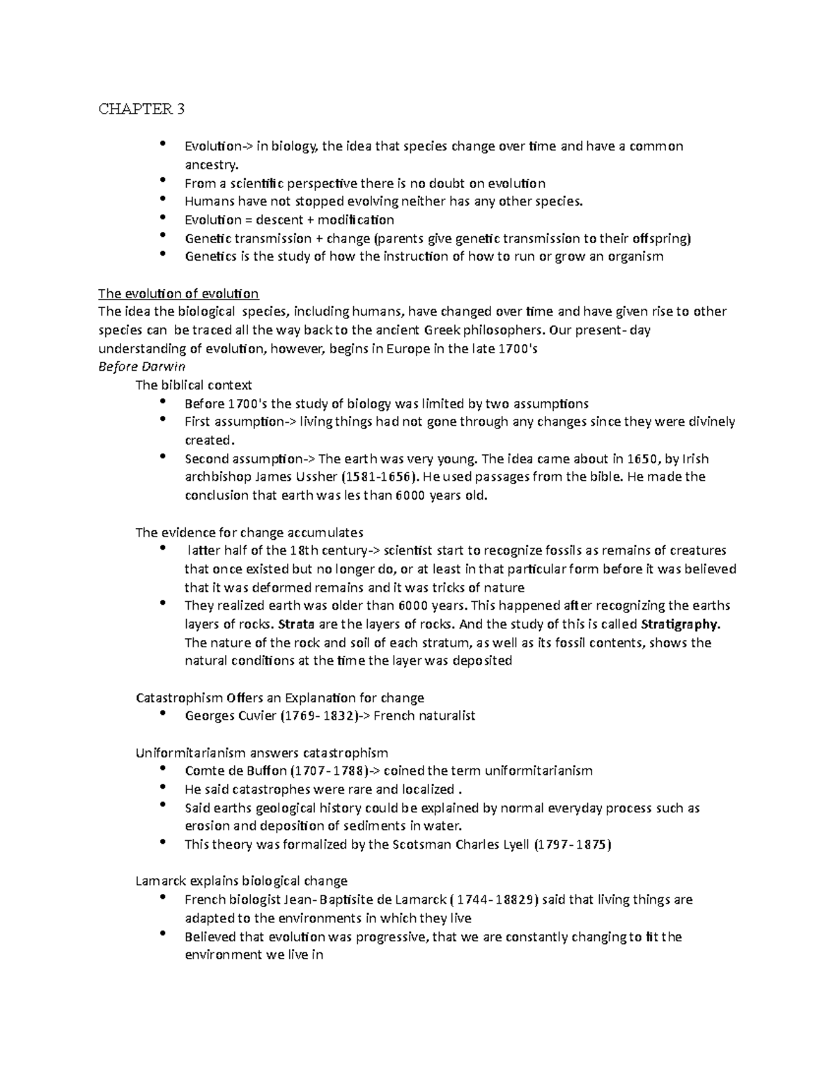 Chapter 3 - Evolution: Concepts & Genetics Lecture Notes - Studocu