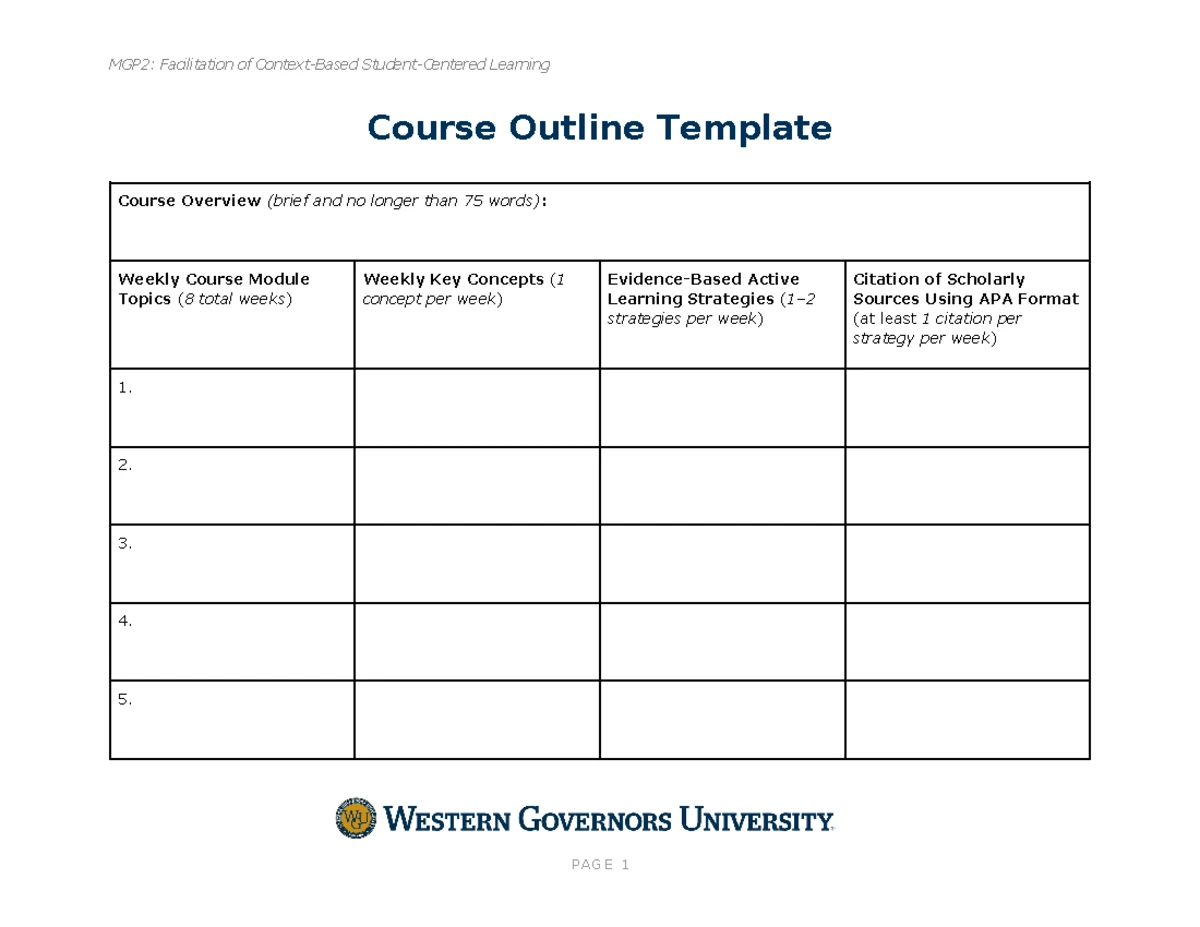 MGP2: Course Outline for Community Health Nursing Course - Studocu