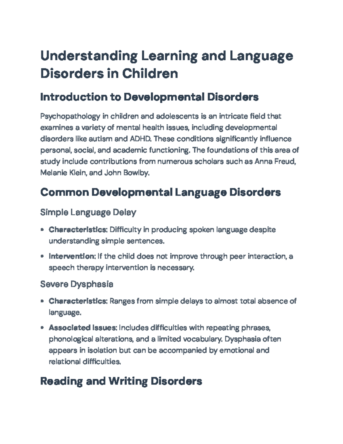 Understanding Developmental Disorders and Language Challenges in ...