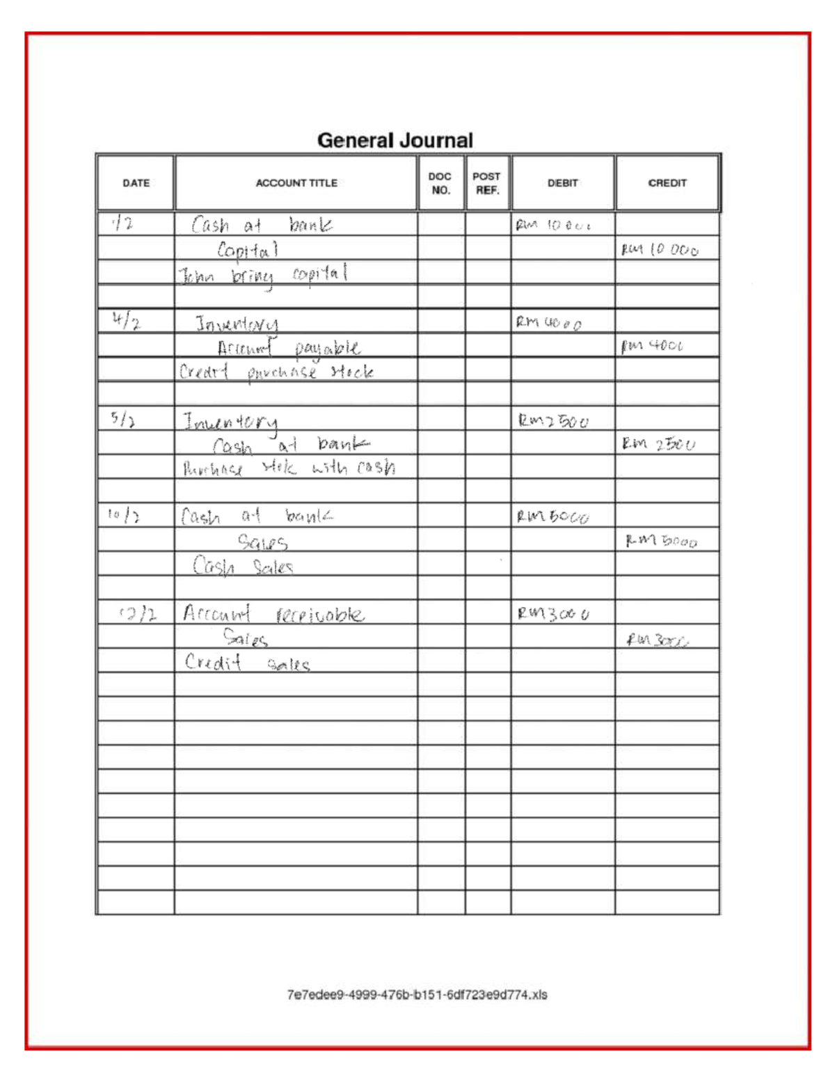 Journal template - ACC10007 - General .Ju rnl DATE ACCOUNT TITLE DEBIT ...