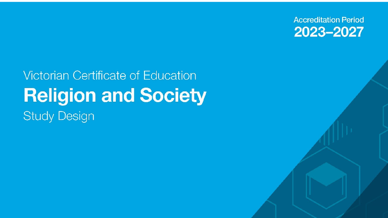 VCE Religion and Society Study Design Unit 4: Religion, Challenge ...