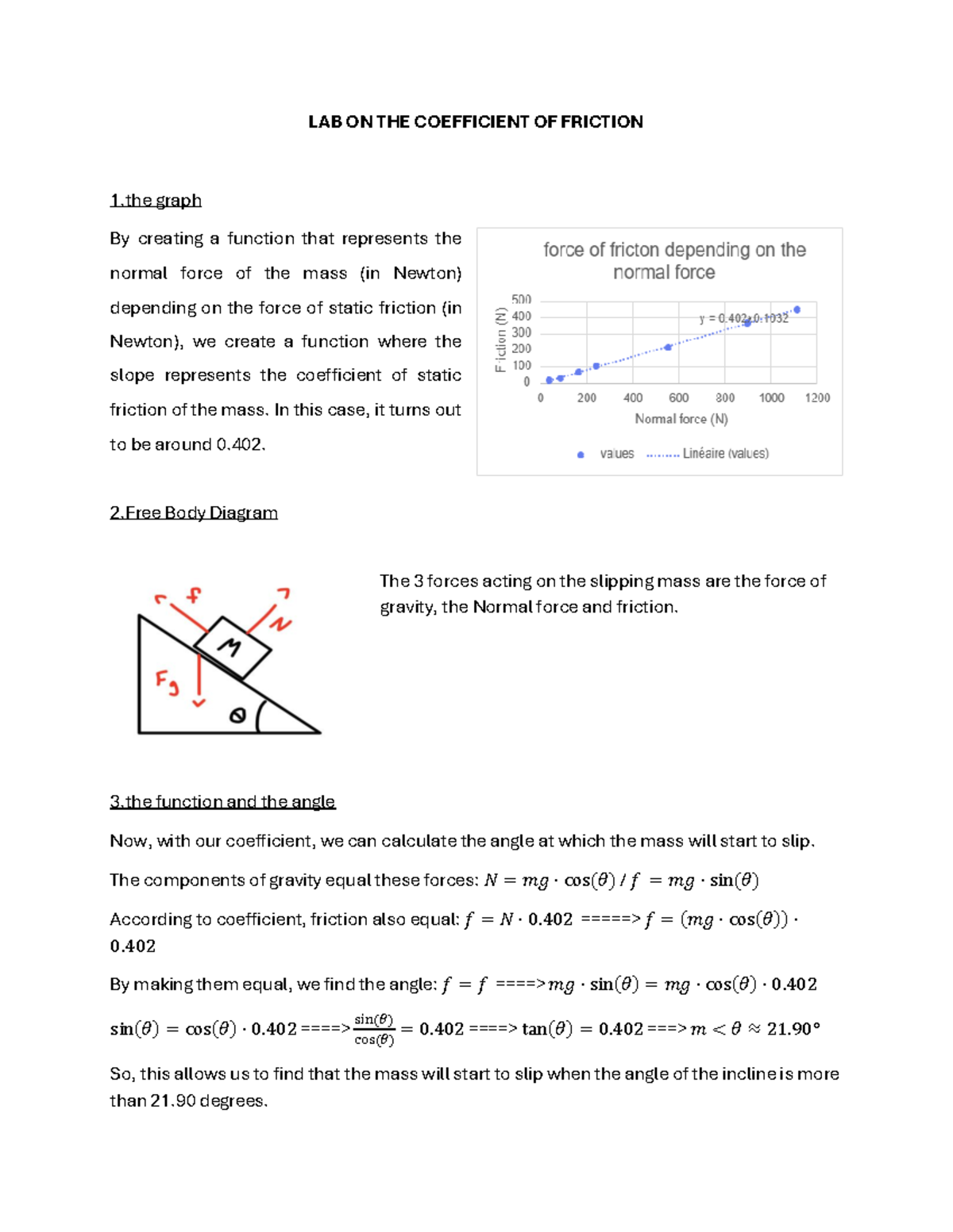 LAB ON THE COEFFICIENT OF FRICTION: Analysis & Findings - Studocu