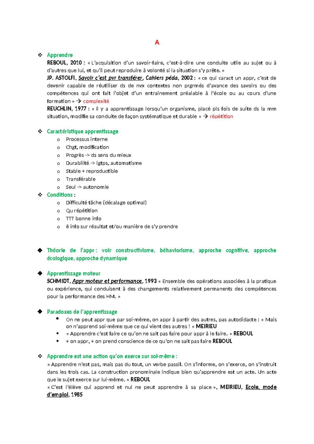 Repertoire E2 - Définitions et Concepts de l'Apprentissage 2 - Studocu