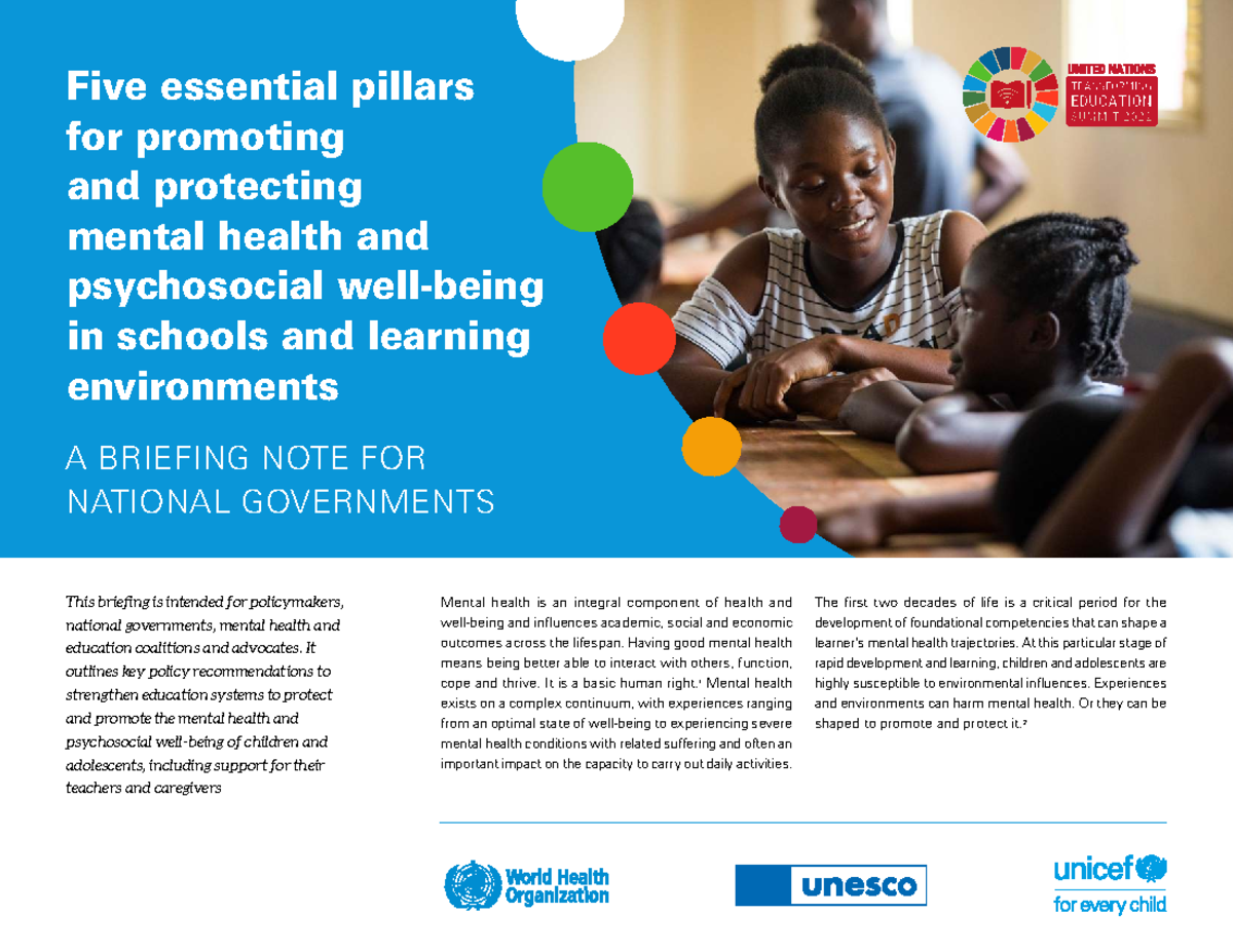 Promoting & Protecting Mental Health in Schools: A Briefing Note for ...