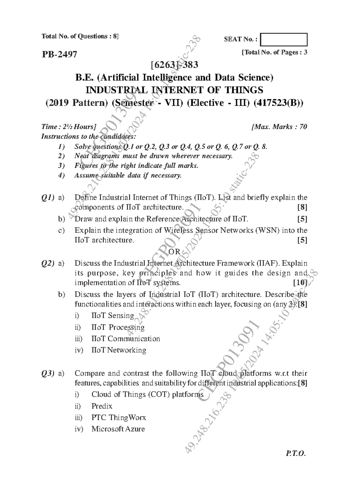 IIOT Previous Year Question Paper - May Jun 2024 [417523(B)] - Studocu