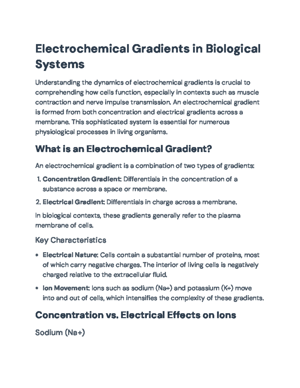 Electrochemical Gradients in Biological Systems: Dynamics & Importance ...