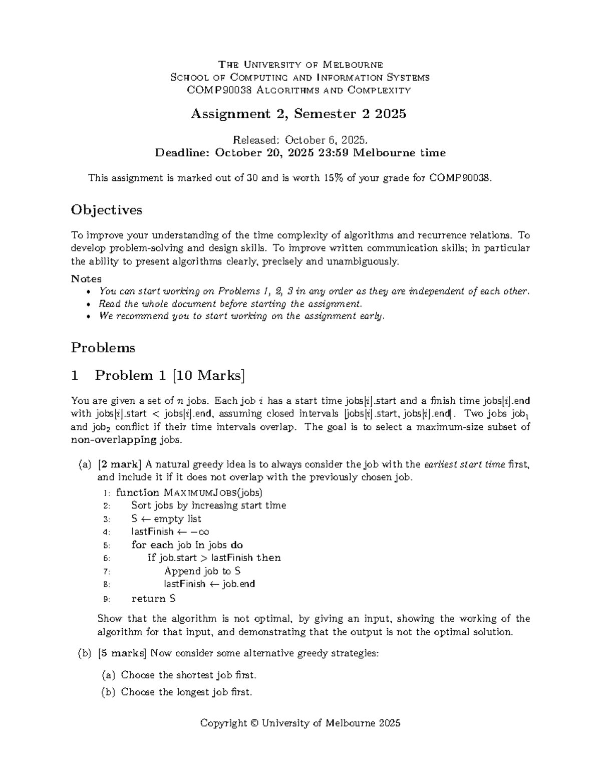 COMP90038 2025S2 Algorithms & Complexity Assignment 2 - Studocu