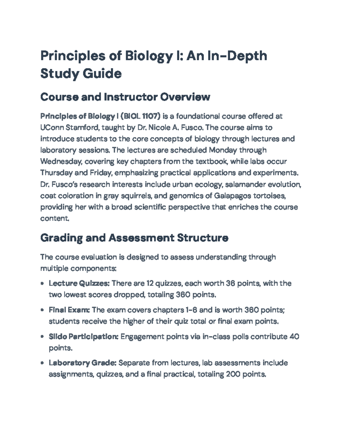 Principles of Biology I (BIOL 1107): Detailed Study Guide and Overview ...