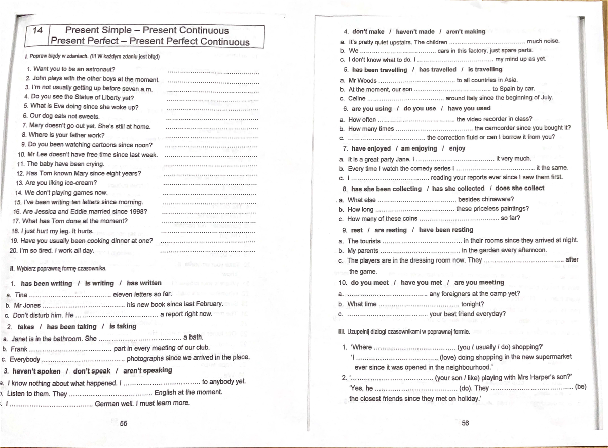14 Present Simple & Continuous: Grammar Exercises & Corrections - Studocu