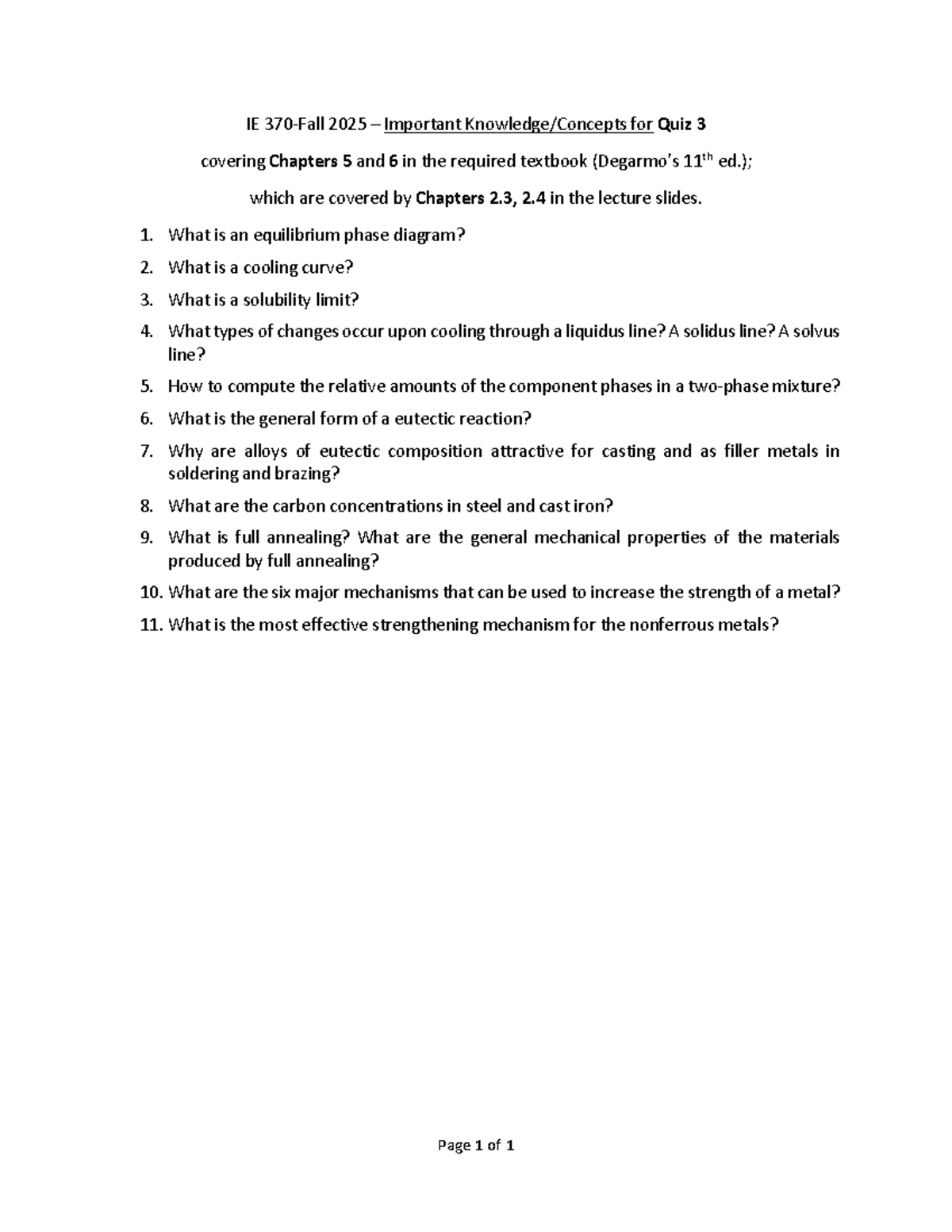 IE 2025 Quiz 3 Study Guide: Key Concepts from Chapters 5 & 6 - Studocu