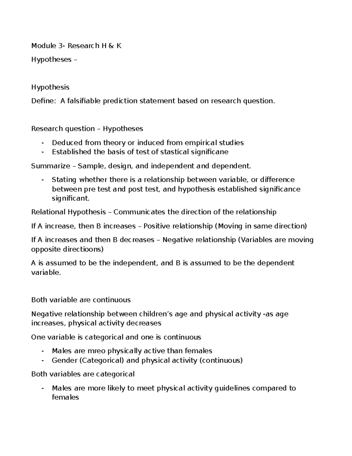 Research Methods in Statistical Analysis: Hypotheses & Variables ...