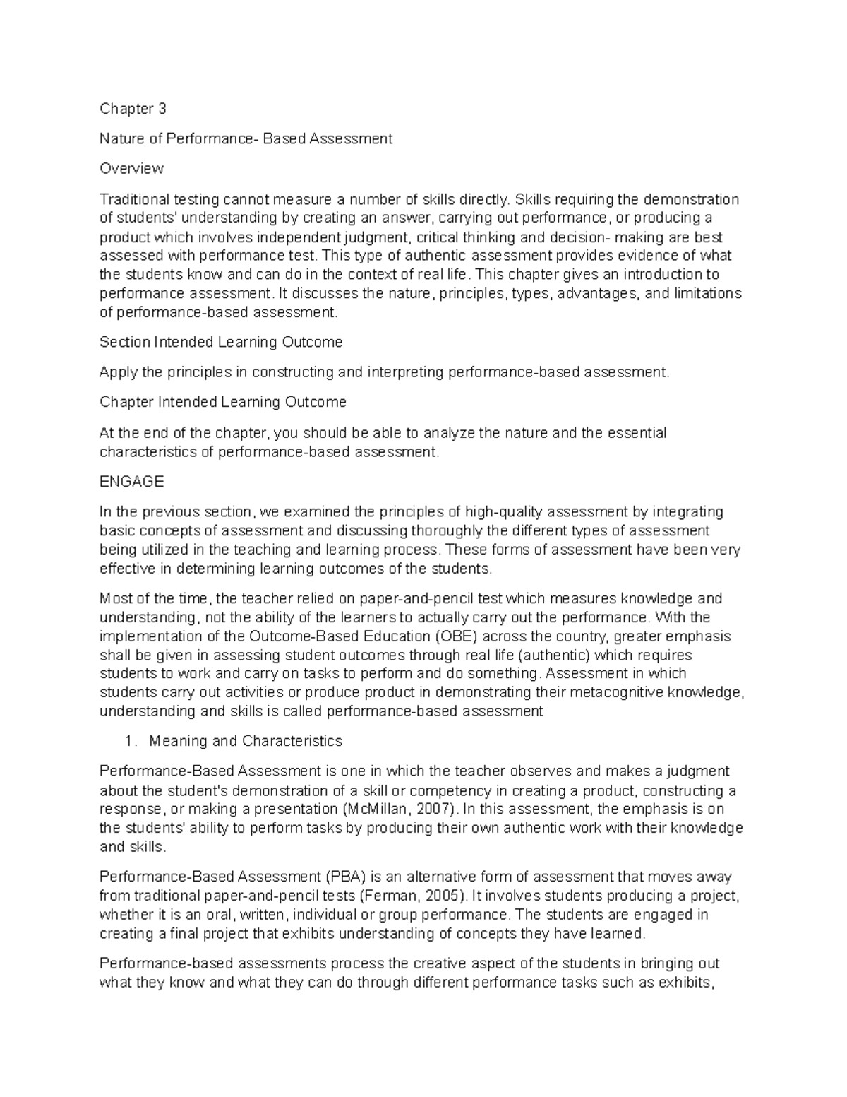 AOL-Chapter-3 - HOPE THIS HELP - Chapter 3 Nature of Performance- Based ...