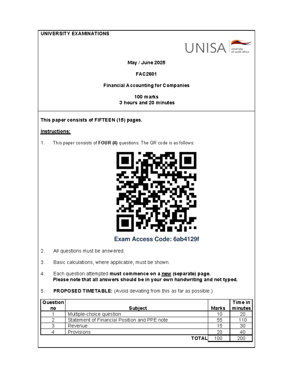 FAC2601 Final Exam May/June 2025: Financial Accounting for Companies ...