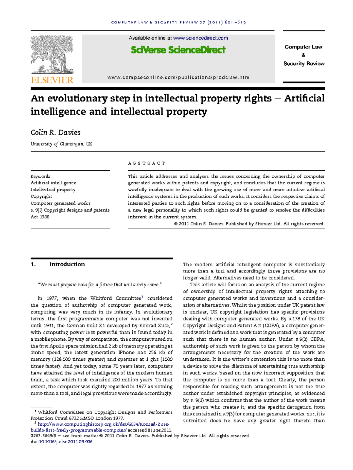 "COMP 27: AI and Intellectual Property Rights - A Critical Review ...