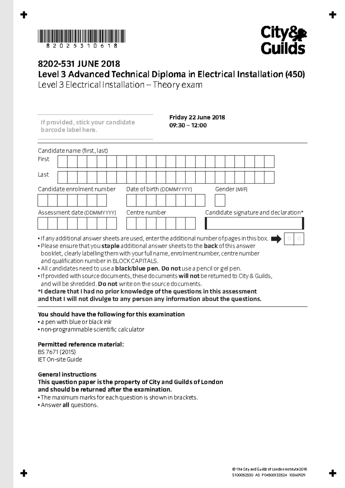 8202-531 Electrical Theory Exam Paper - June 2018 Edition - Studocu