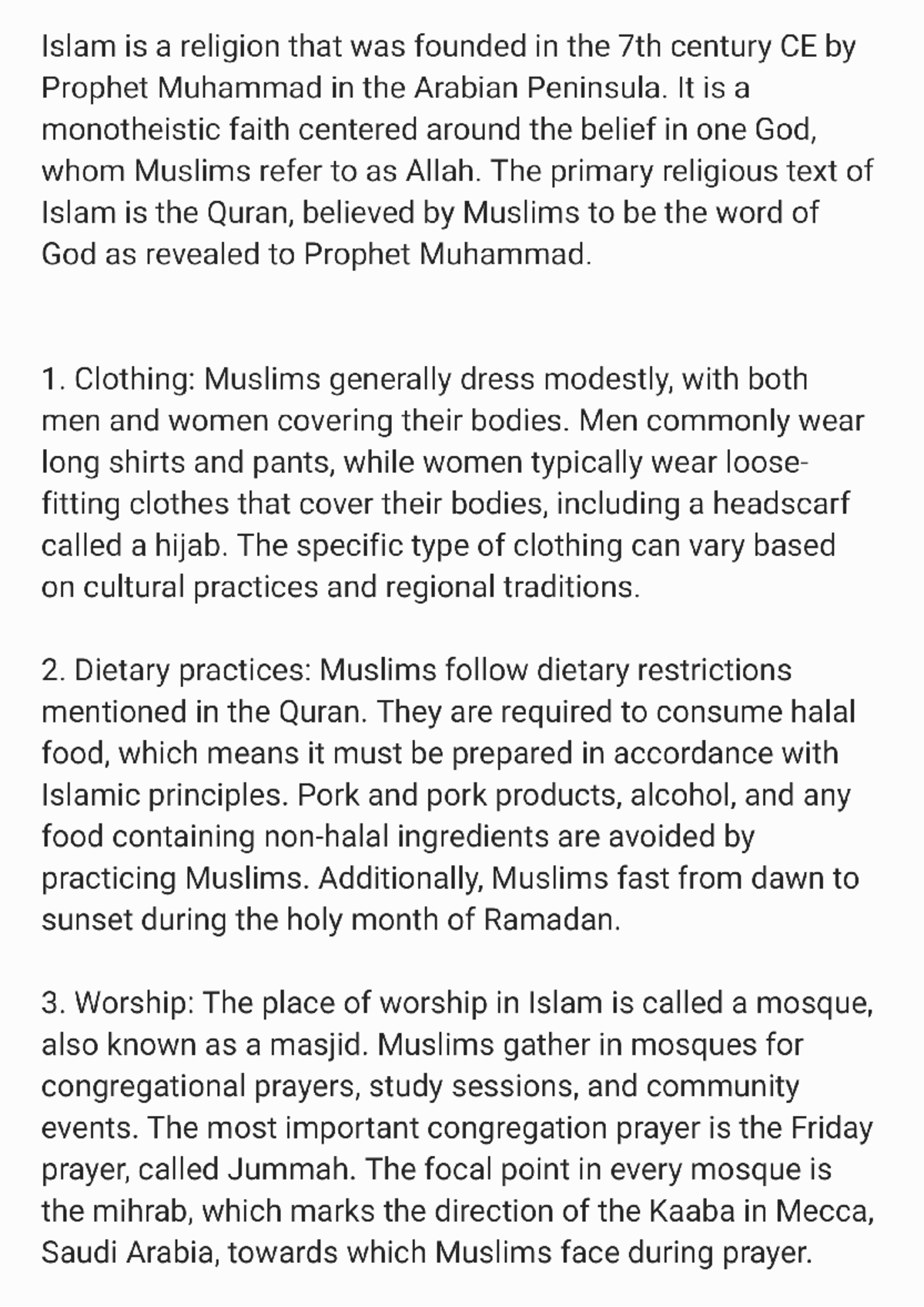 Islam: An Overview of Beliefs, Practices, and Traditions - Studocu