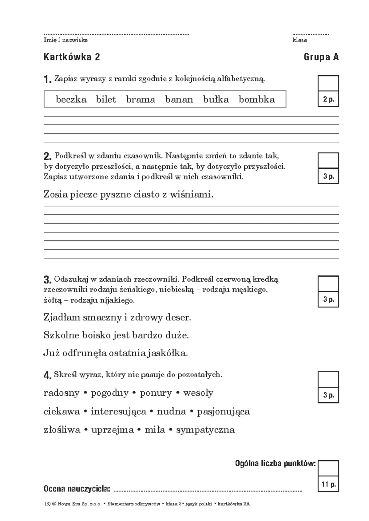 Sprawdzian Dla 4 Klasy Z Polskiego www.studocu.com