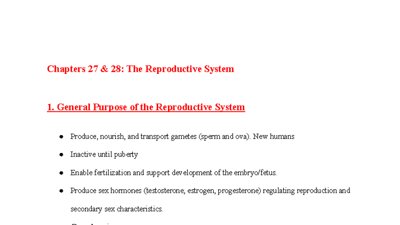 Ch27 28: The Reproductive System Overview and Key Concepts Studocu
