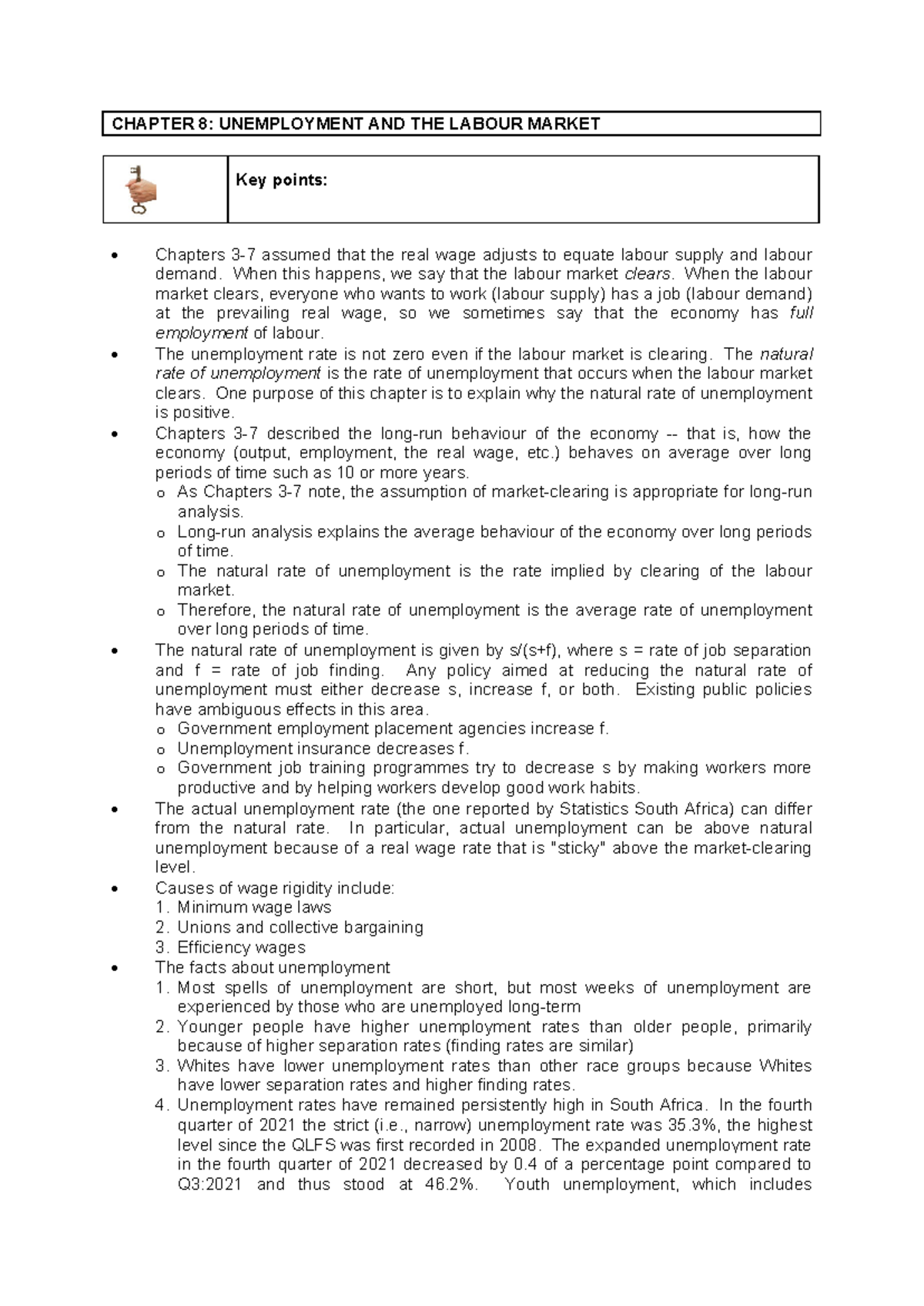CHAPTER 8: UNEMPLOYMENT & LABOUR MARKET ANALYSIS (2025) - Studocu