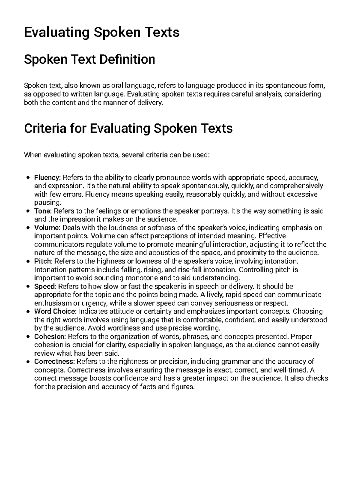 Evaluating Spoken Texts: Study Guide for Effective Analysis - Studocu