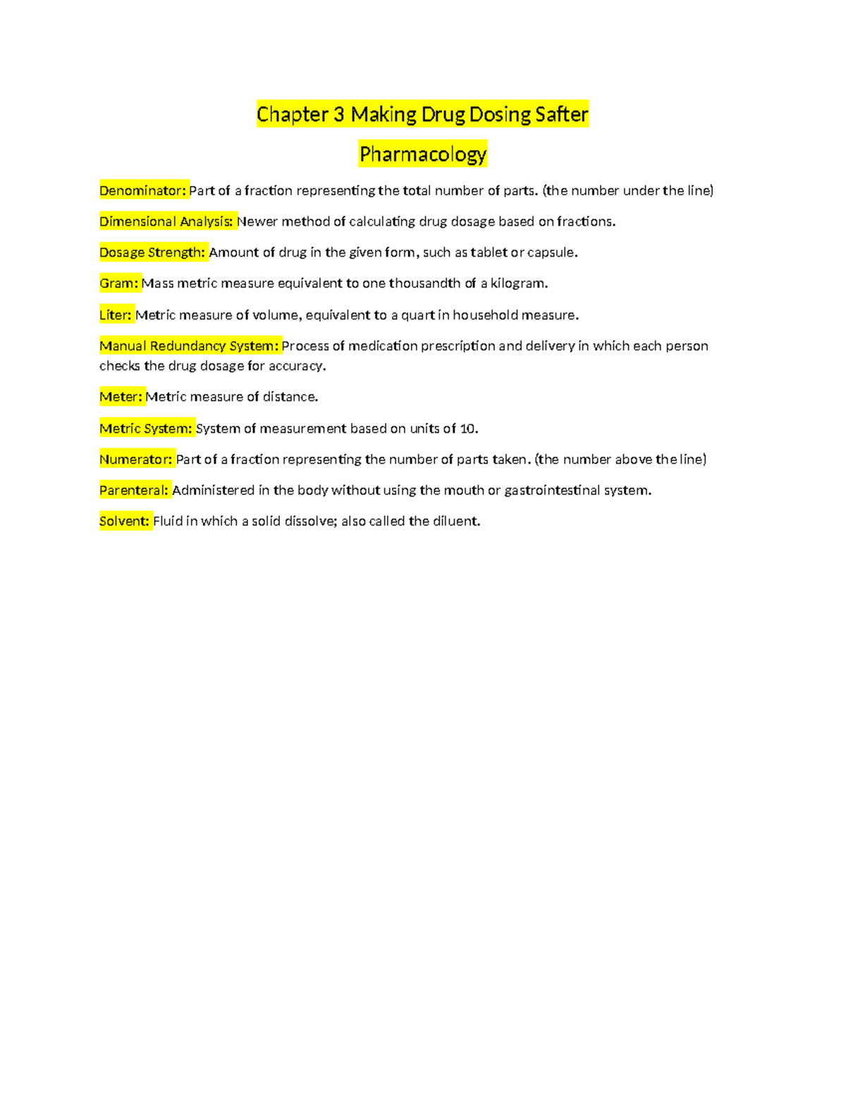 Ch 3 PHARM - Safe Drug Dosing Notes and Key Terms - Studocu