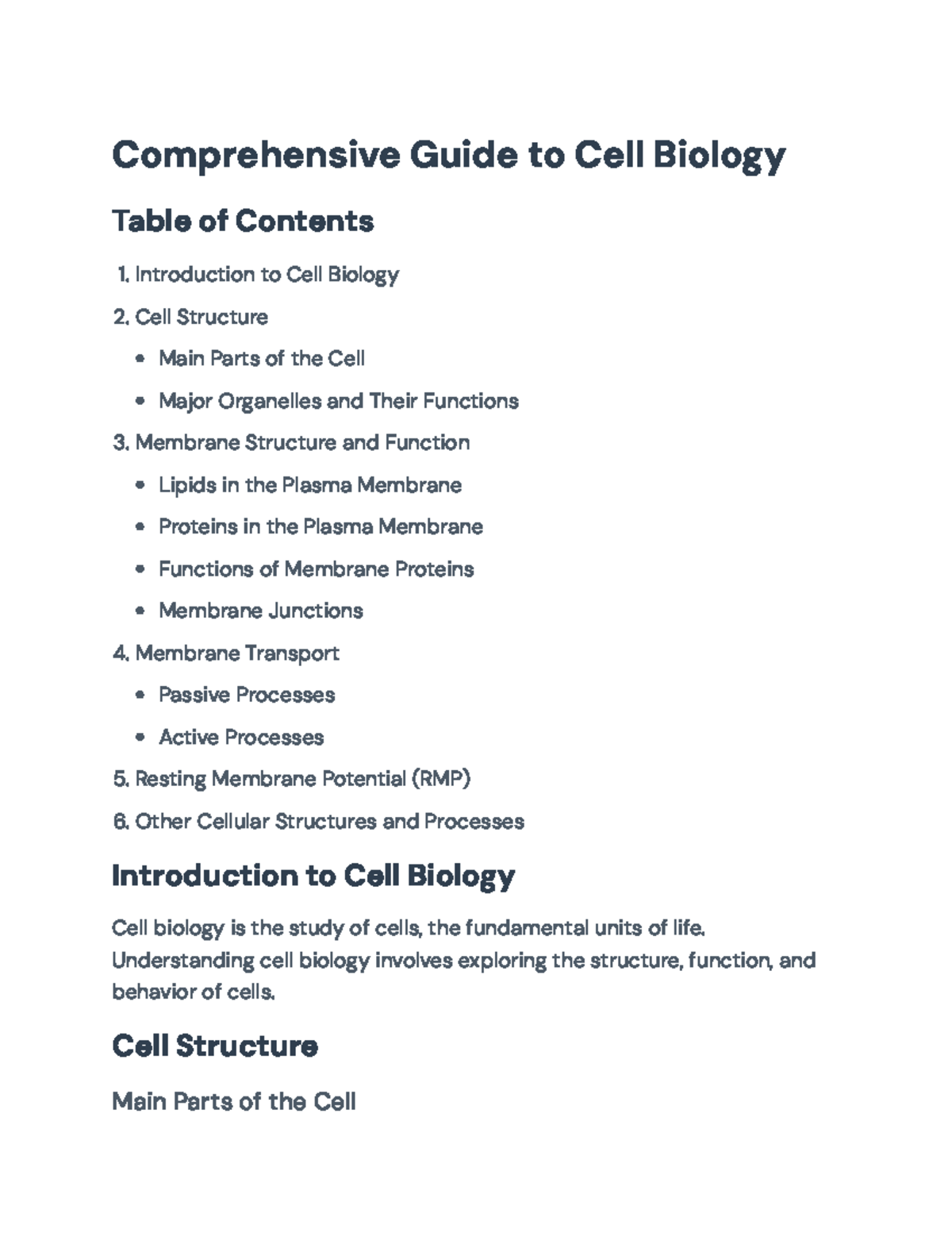 Comprehensive Cell Biology Guide: Structure, Function & Transport ...