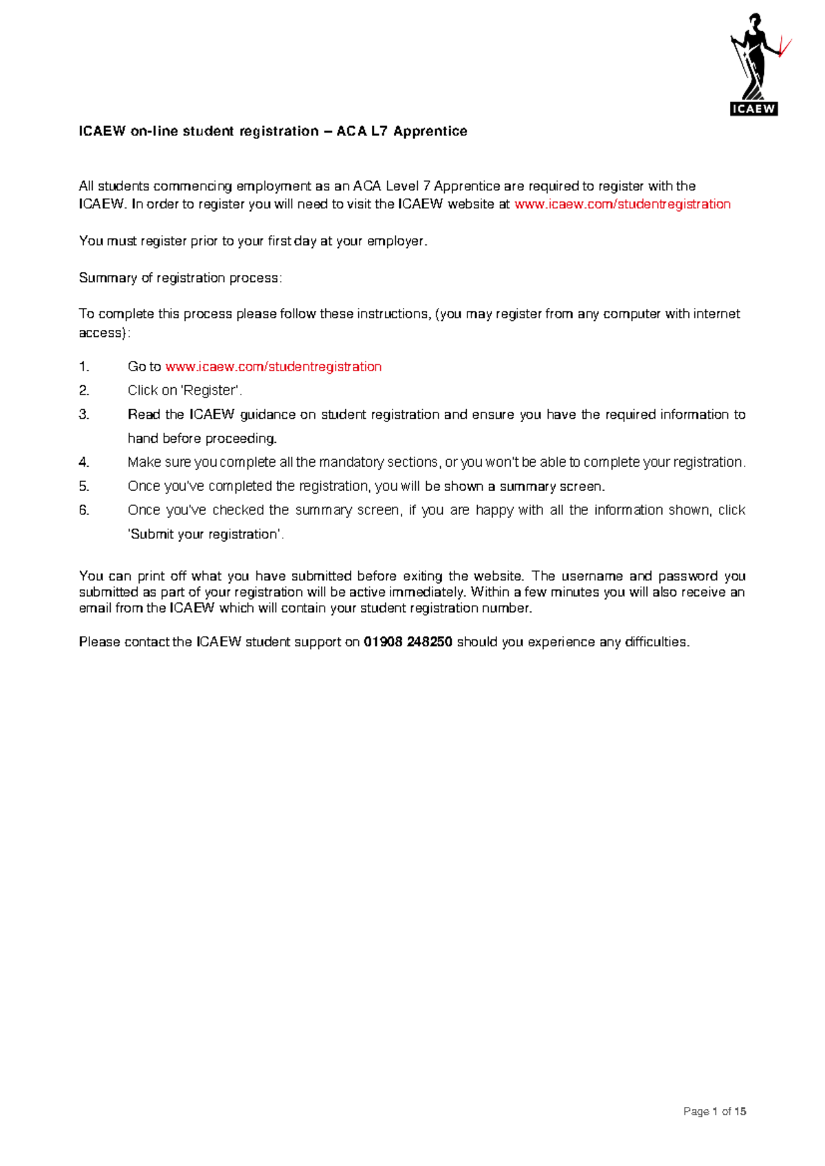 ICAEW Registration Guide for ACA L7 Apprentices - Step-by-Step - Studocu