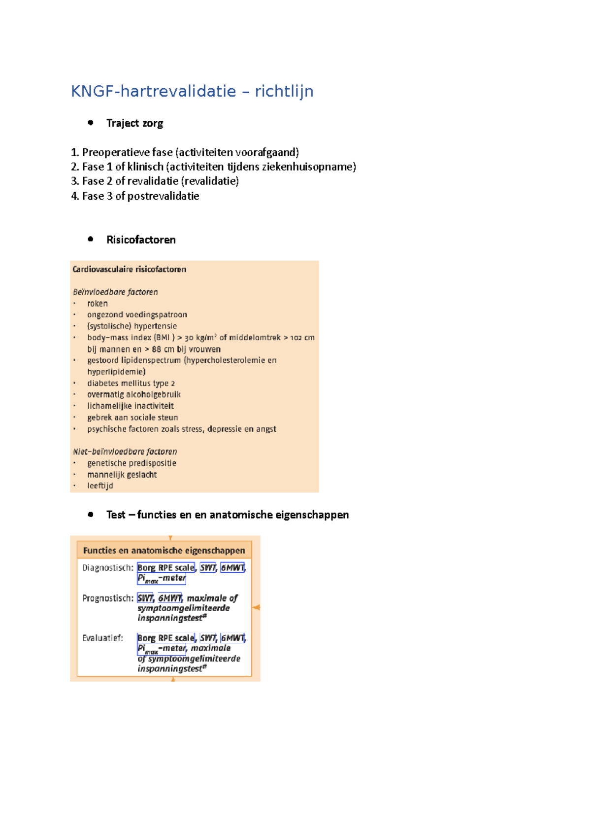 KNGF Hartrevalidatie Richtlijnen en Fysiotherapeutische Doelen ...