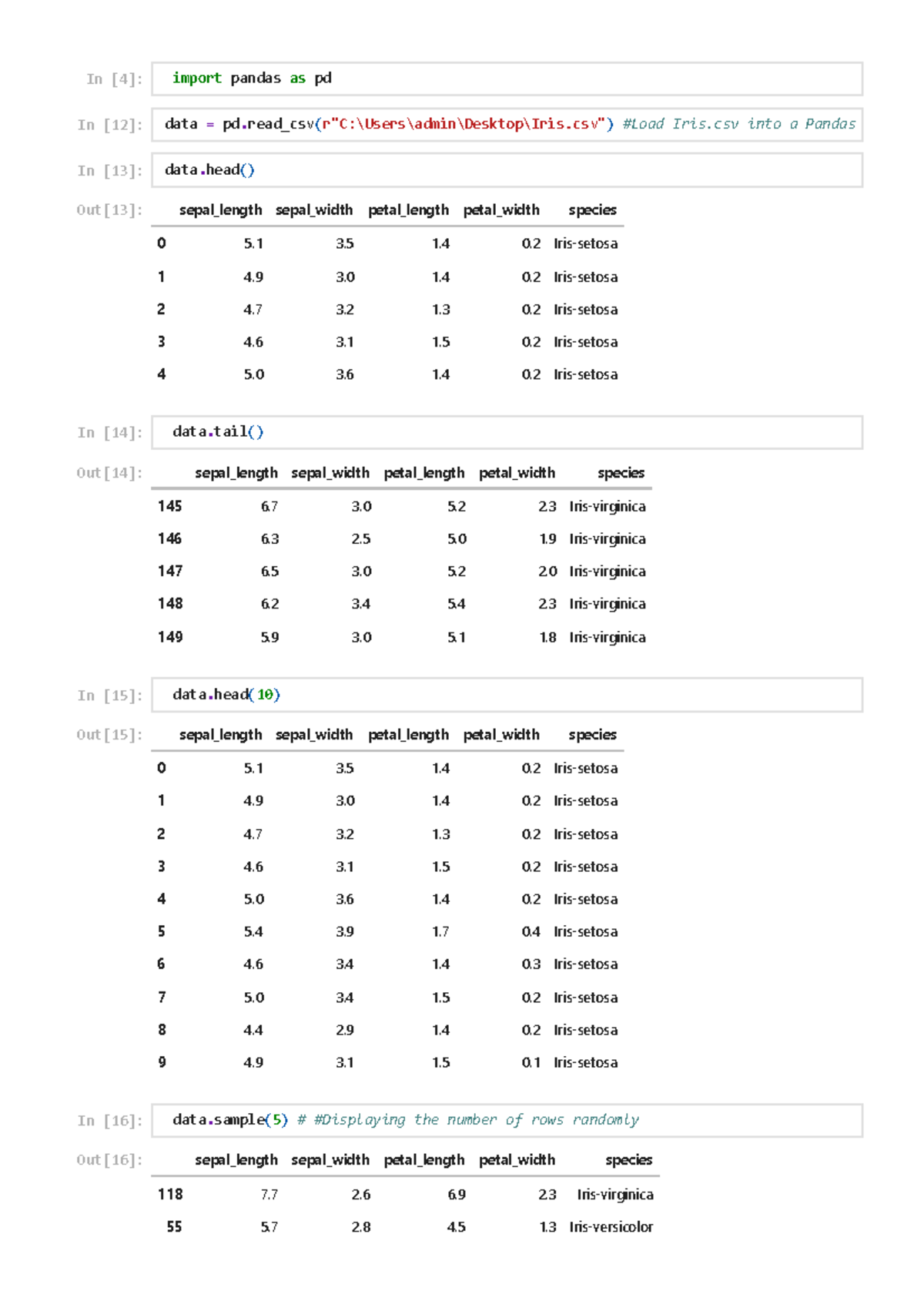 Assignment No 1 Code - LP2: Analyzing Iris Dataset with Pandas - Studocu