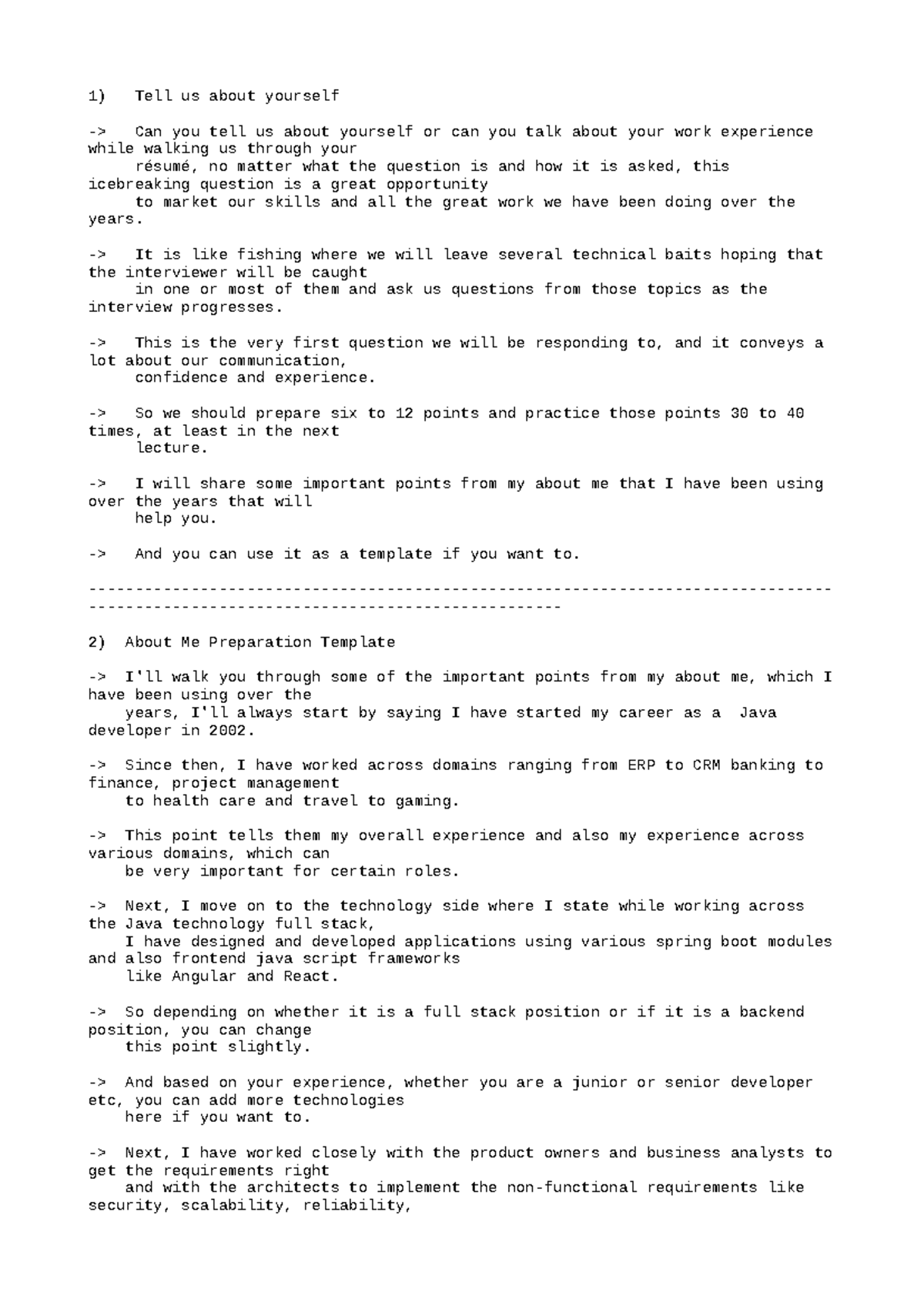 JAVA Interview Preparation Tips and Resume Template - Studocu