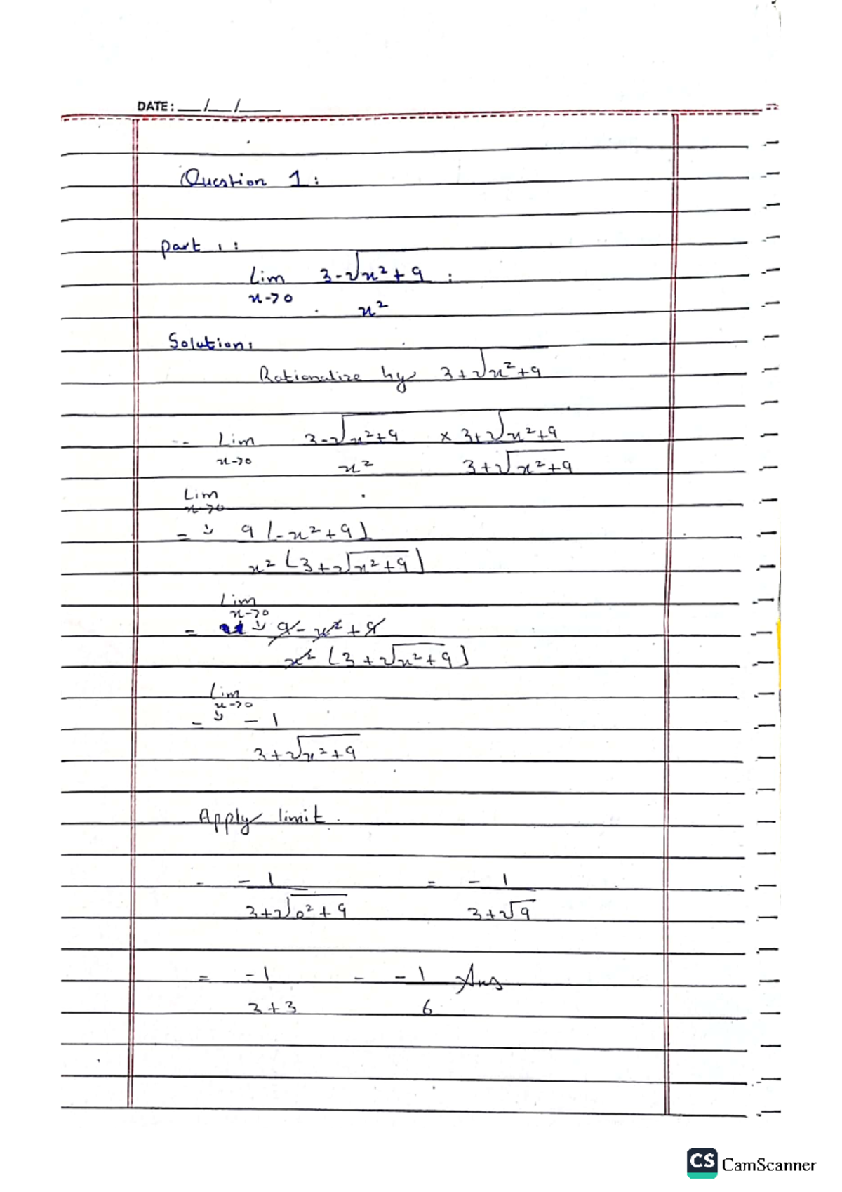 CS 101: Solutions for Question 1 & 2 on Limits and Domains - Studocu