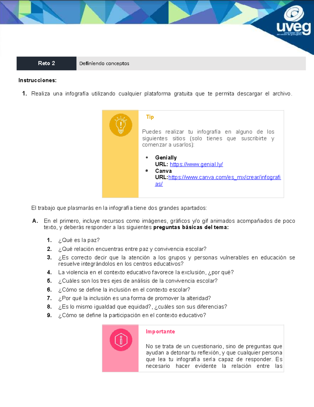 Reto 2: Infografía sobre Paz y Convivencia Escolar - Studocu