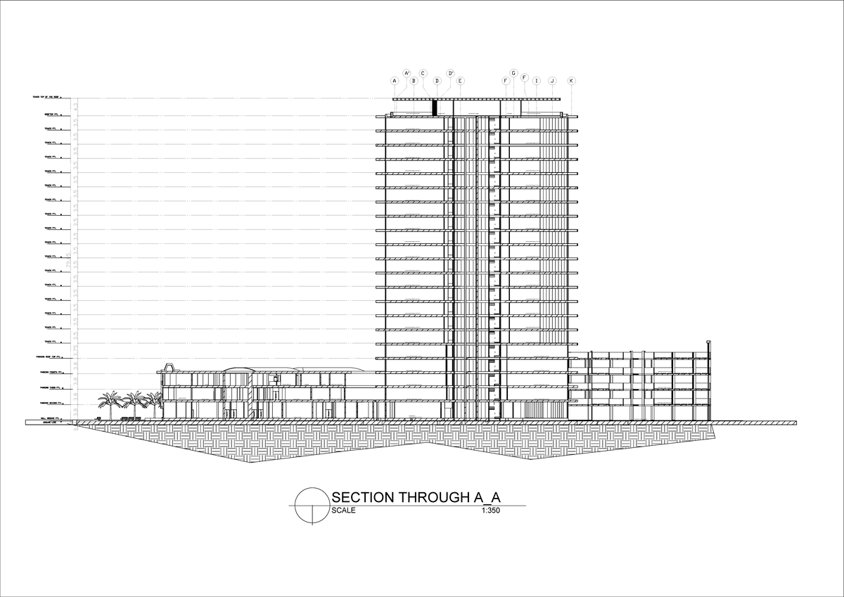 Rooftop Restaurant & Office Layout - Section A-A (Scale 1:350) - Studocu