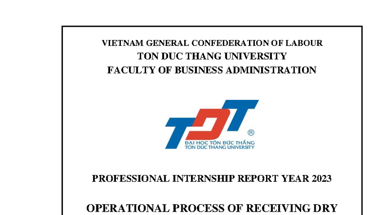 Professional Internship Report: Receiving Dry Containers at TCL (2023 ...