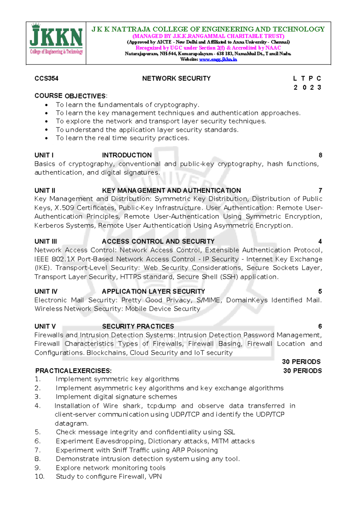 CCS354 Network Security Syllabus - Final Exam Notes - Studocu