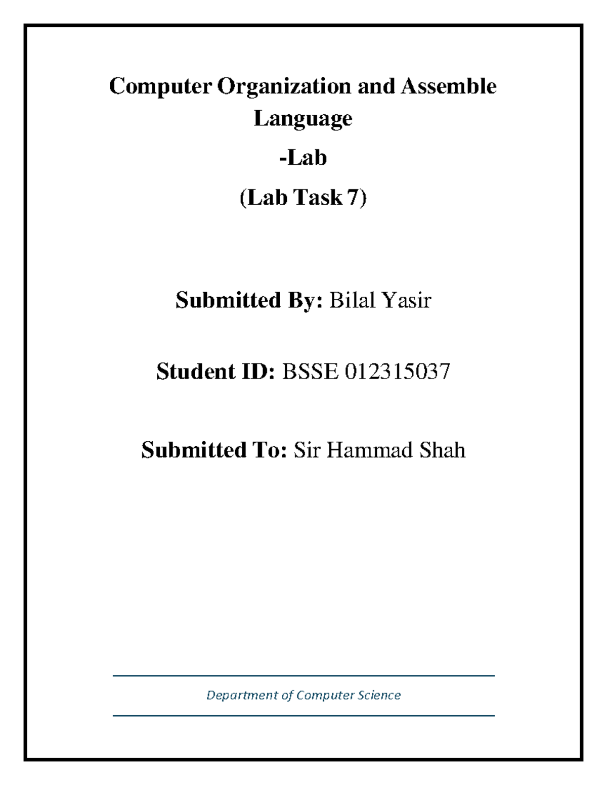 Bilal Lab 07 - Lab Task to learn Assembly Language in DOSbox - Computer ...