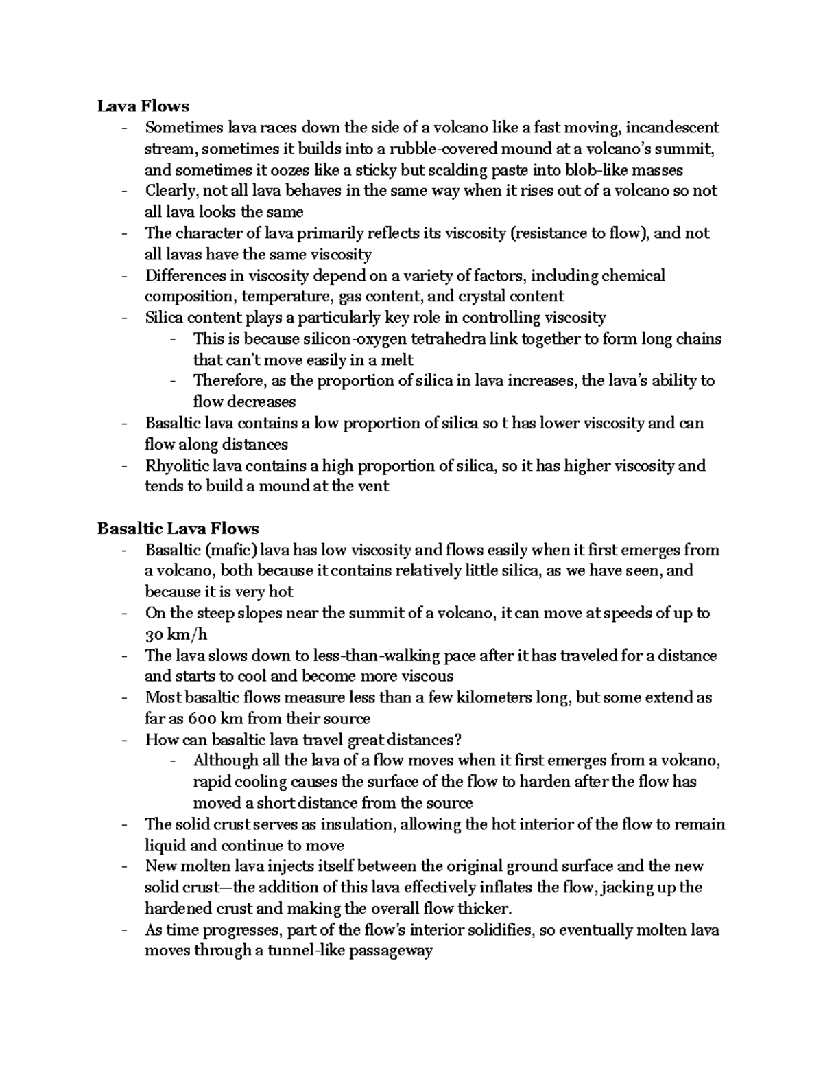 Chapter 9 (part 2) - Lava Flows - Sometimes lava races down the side of ...