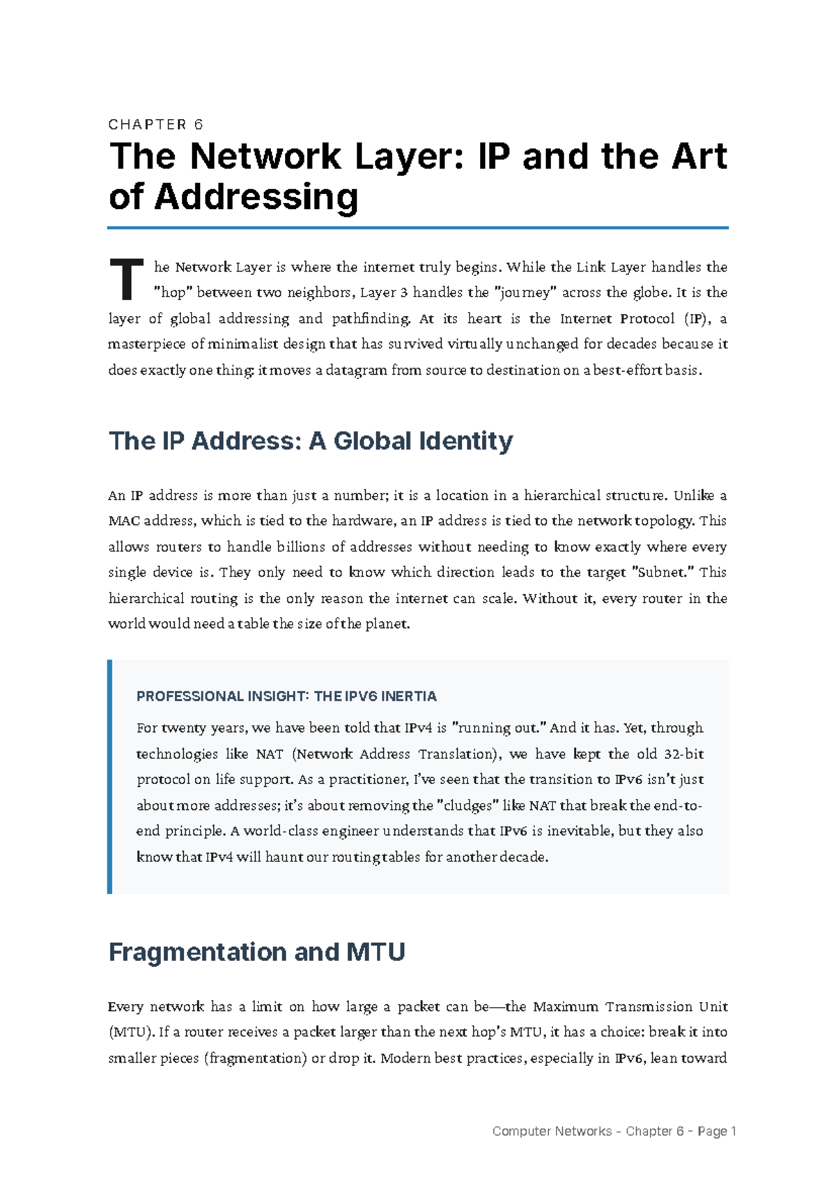 CHAPTER 6: The Network Layer - IP Addressing & Routing Insights - Studocu