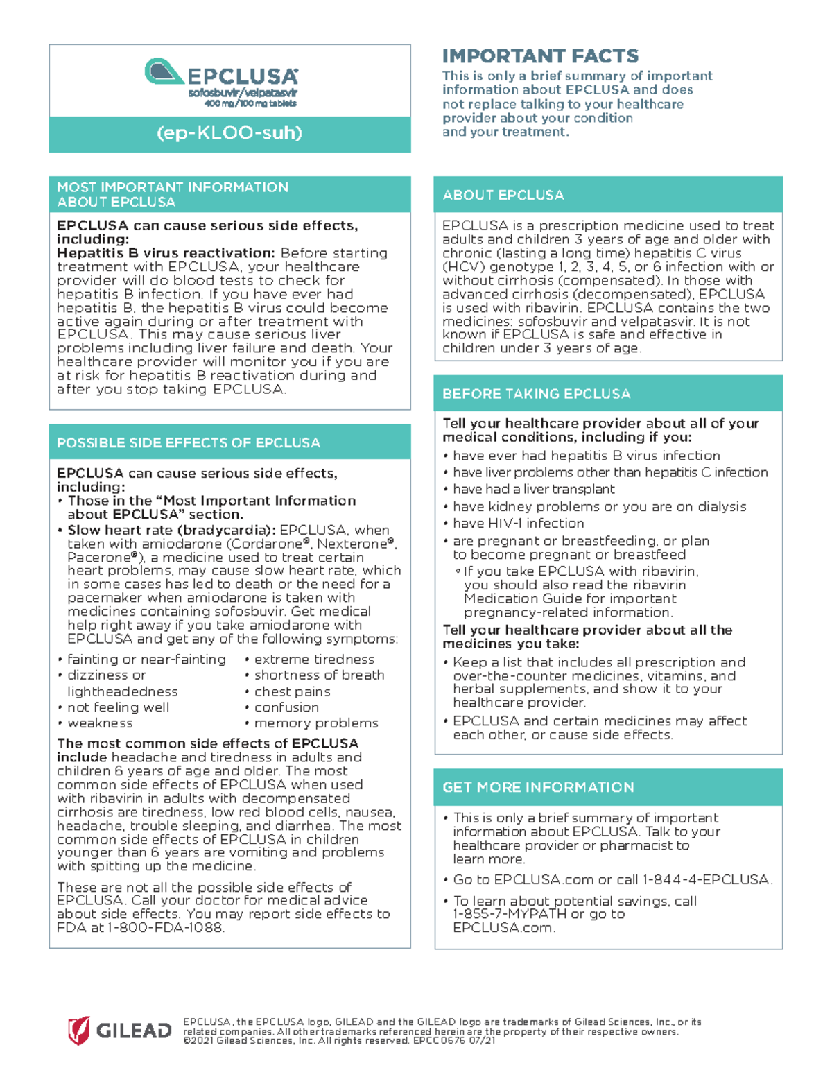 EPCLUSA Important Facts: Side Effects & Safety Information - Studocu