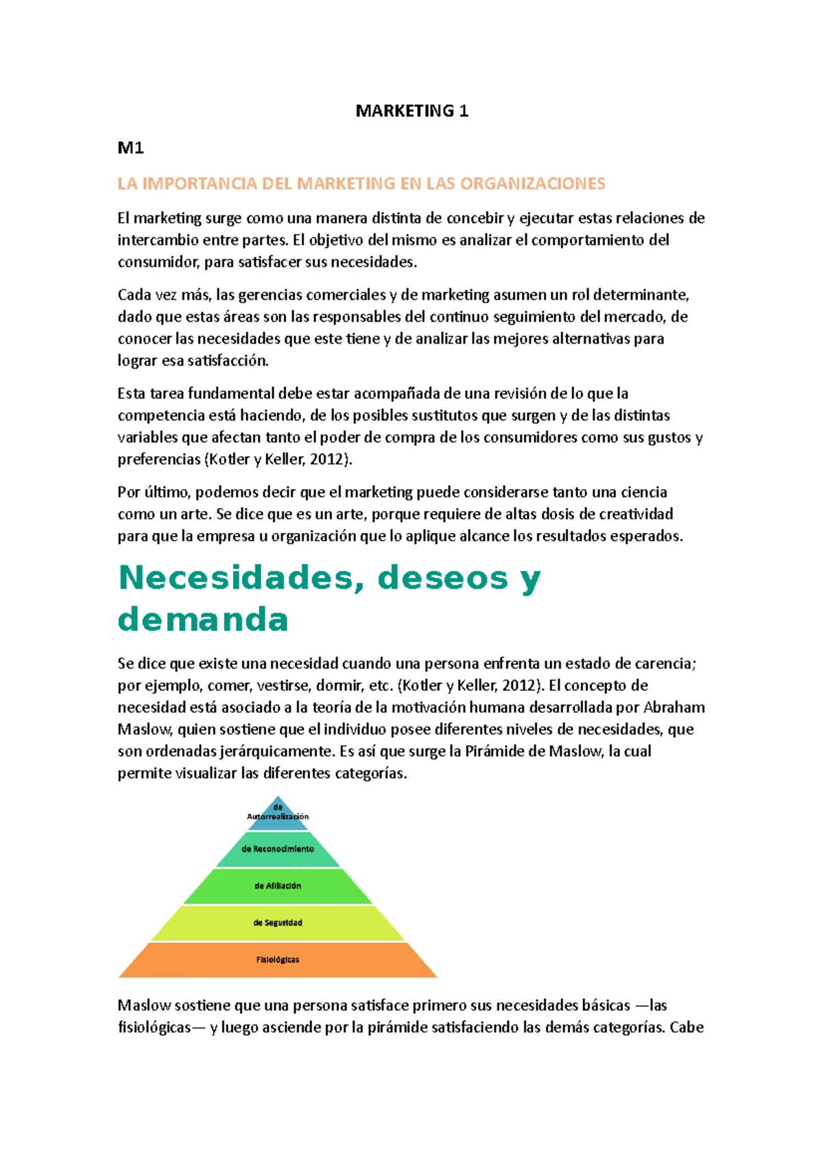 MÓDULO 1 y 2: Resumen de Conceptos Clave en Marketing I - Studocu