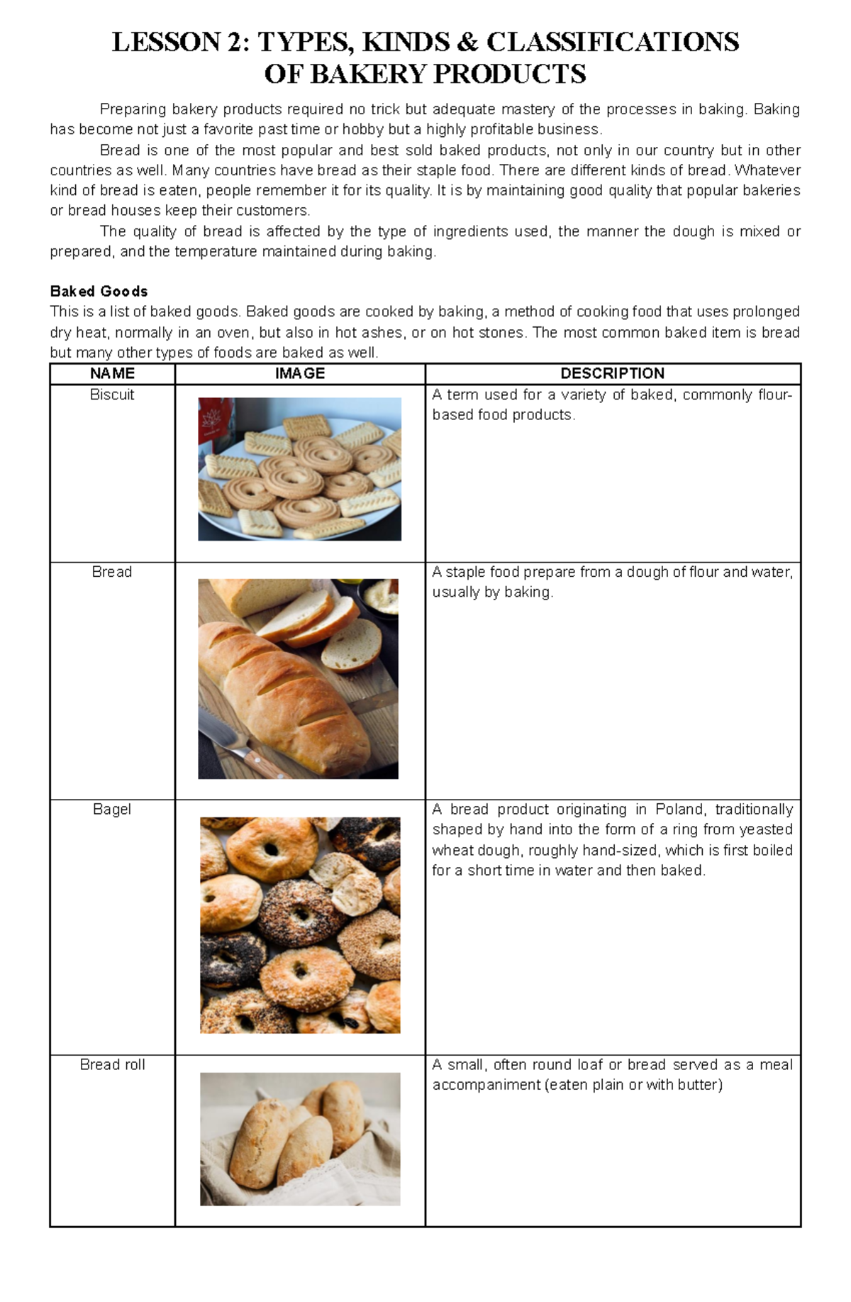 W2 BPP 10 - Lesson 2: Types and Classifications of Bakery Products ...