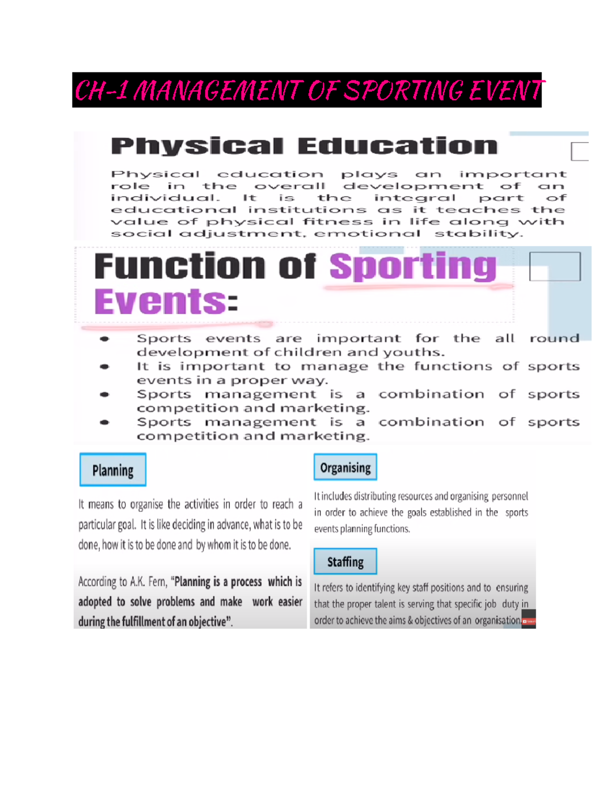 CH-1 Management OF Sporting Event - 1 MANAGEMENT OF SPORTING EVENT ...