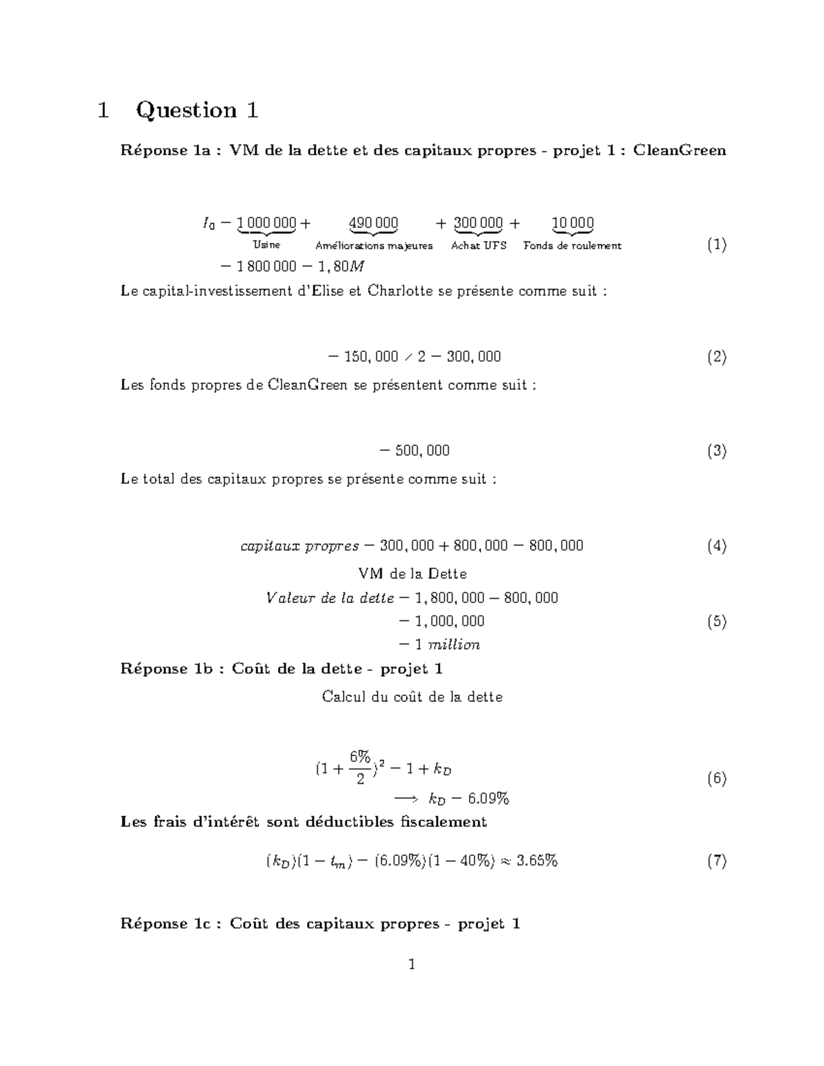 Solutions Sample Midterm 2 (FIN 490) - CleanGreen Project Analysis ...