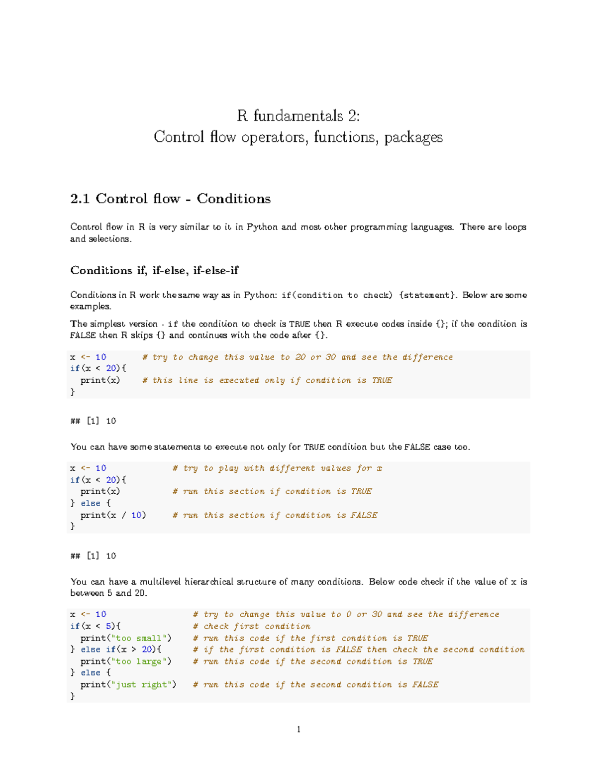 R Fundamentals 2: Control Flow, Functions, and Packages - Week 2 Notes ...