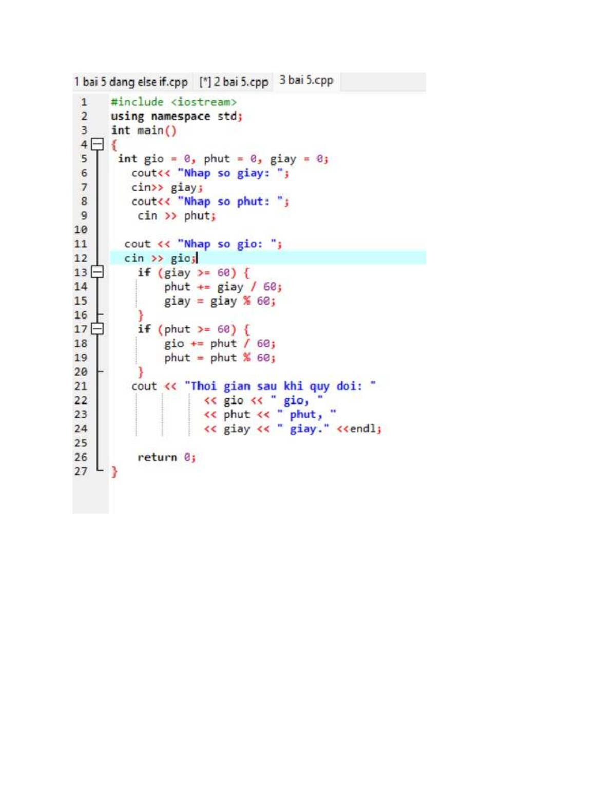 Bai 5 - C++ Programming Code Examples and Explanations - Studocu